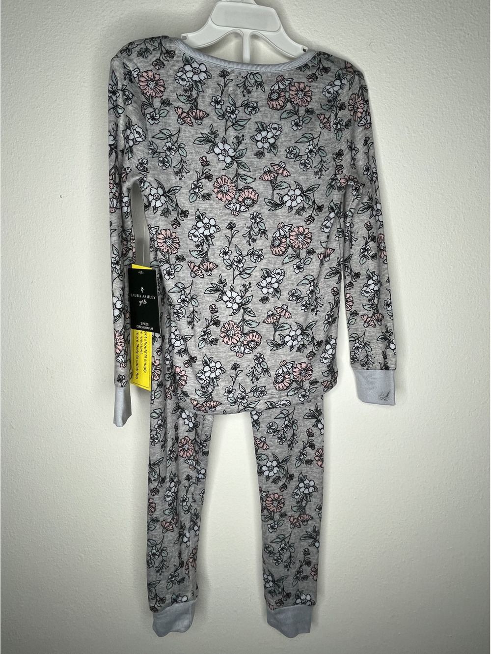 NWT Laura Ashley Girl's Gray Heather Floral 2 Piece Set-Pajamas/Pants Size 5